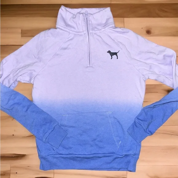 Victoria Secret PINK 1/4 Zip Purple Ombre Sweatshirt XS - Picture 1 of 1
